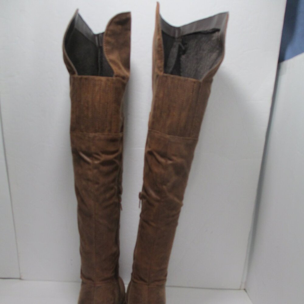 NEW Qupid Over The Knee Boots Brown Faux Suede Size 6 - Picture 4 of 9